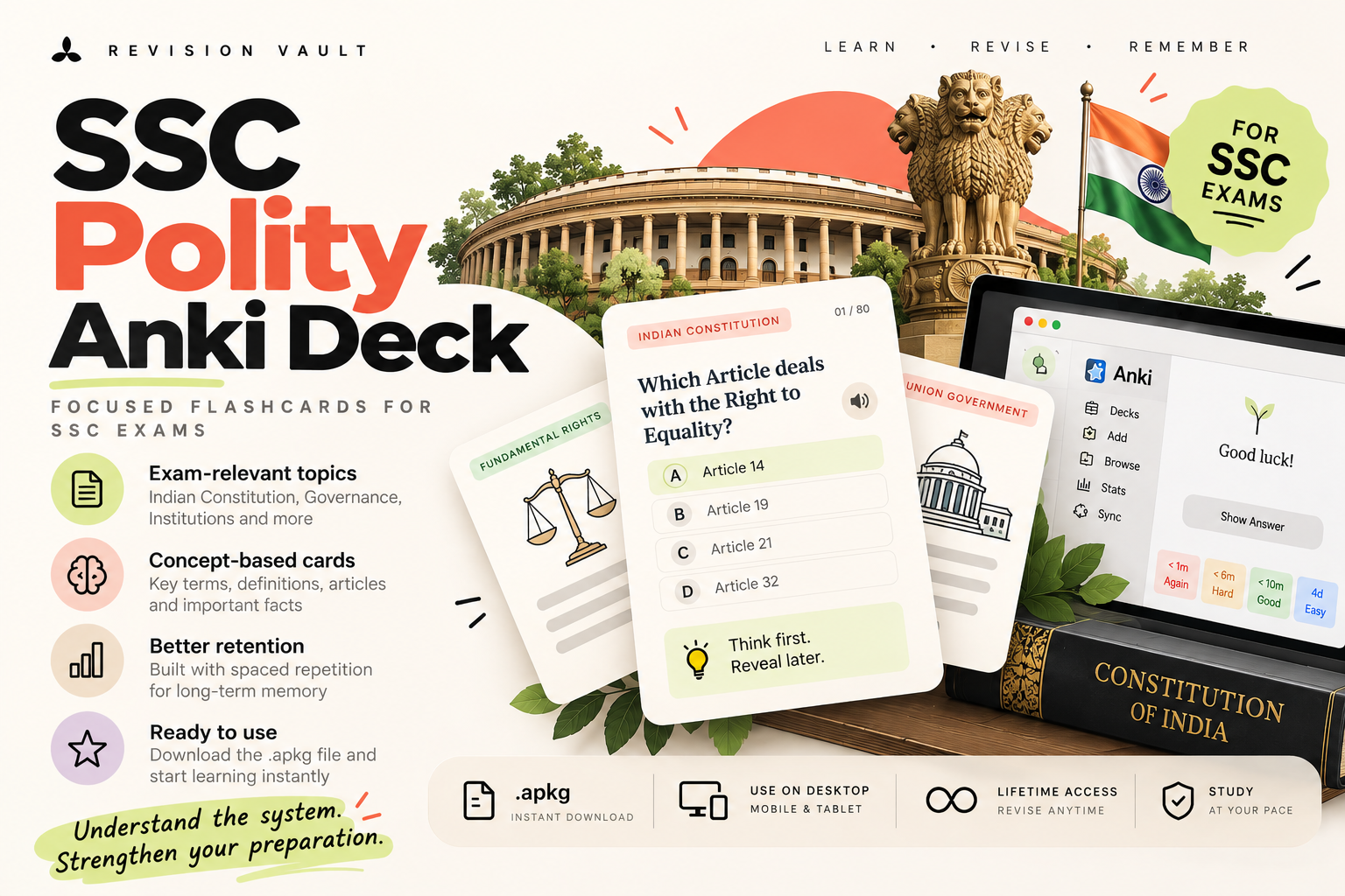 SSC Polity Anki Deck | Indian Constitution & Governance